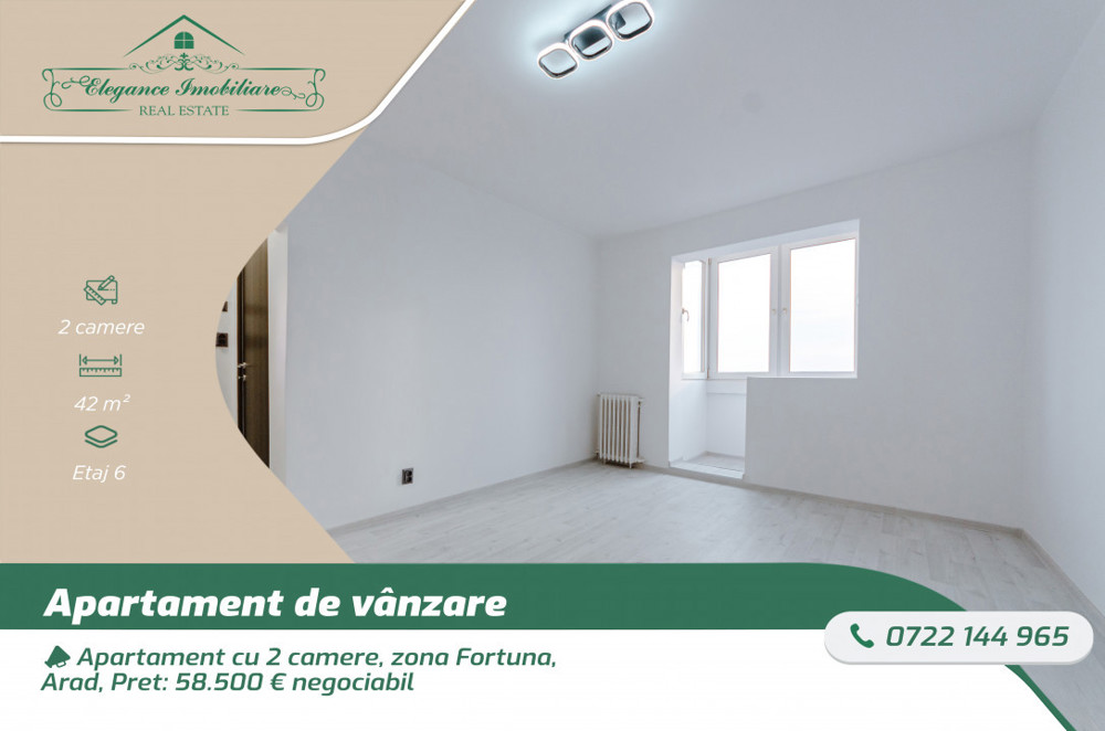 Apartament cu 2 camere, zona Fortuna, Arad