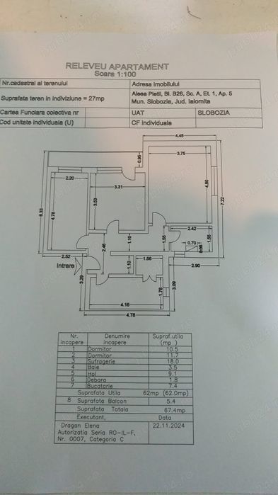 Apartament 3 camere decomandat 67 mp