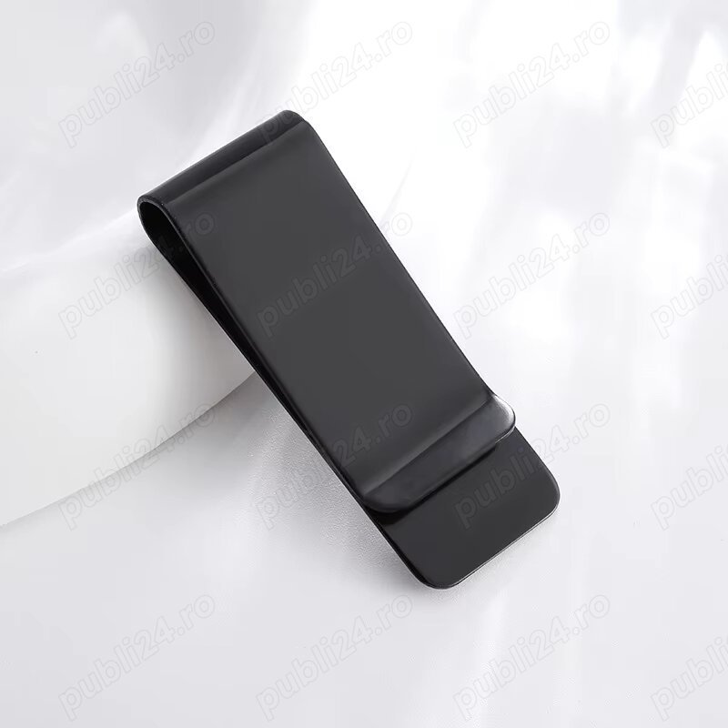 Clema din Otel Inoxidabil pentru Bani, Tip Portofel, Negru