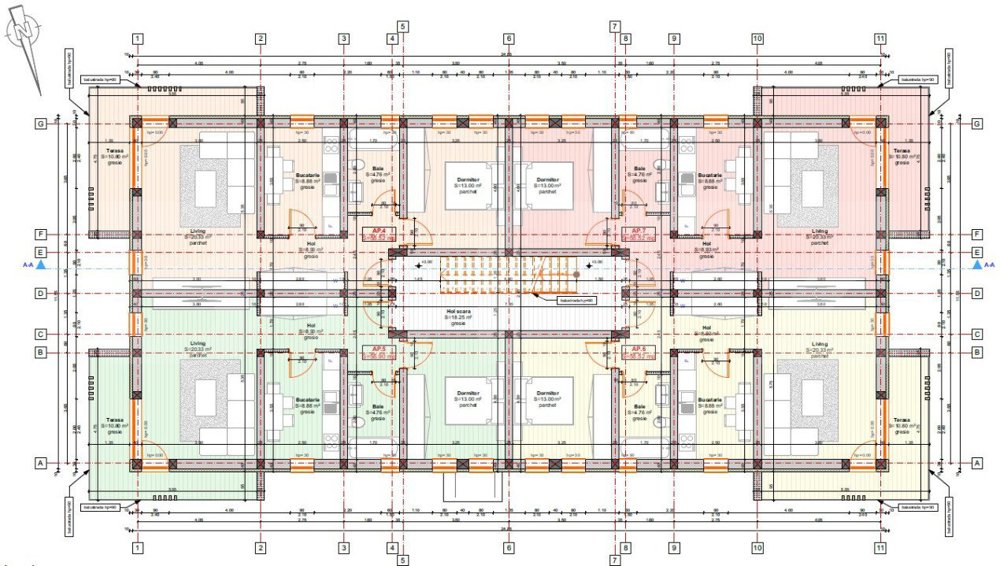 Teren intravilan, St = 871 mp, 14 apartamente, AC Bloc P+2E+M, Giroc