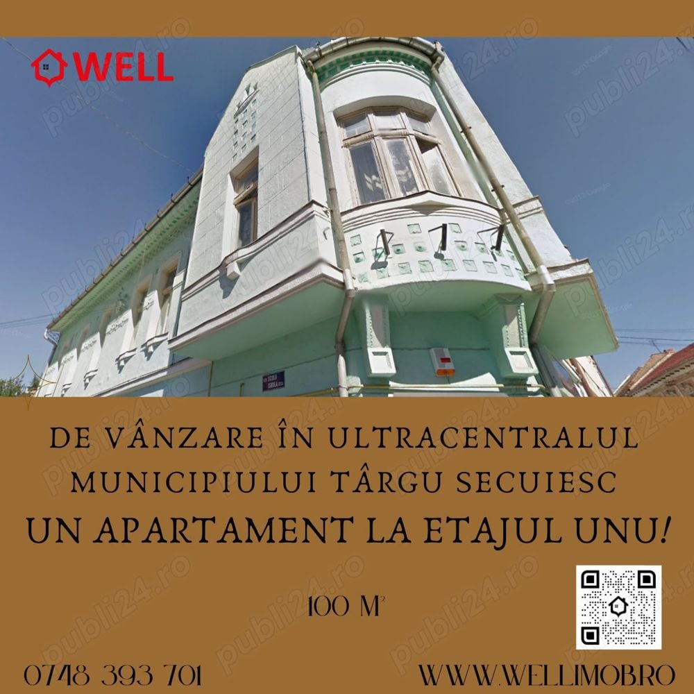 De vânzare apartament la etajul 1 în ultracentralul municipiului Târgu Secuiesc!