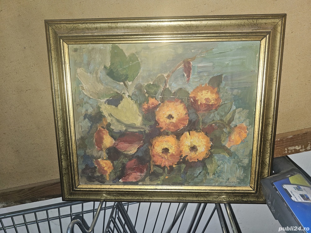 Pictura veche pe carton,inramata,40 cm 30cm semnata