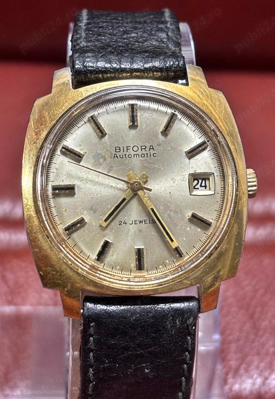 ceas Bifora automatic aurit, 24 jewels, mecanism in house