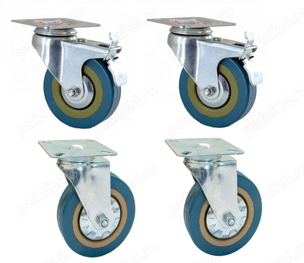 Set de 4 rotile pivotante, diametru 75 mm
