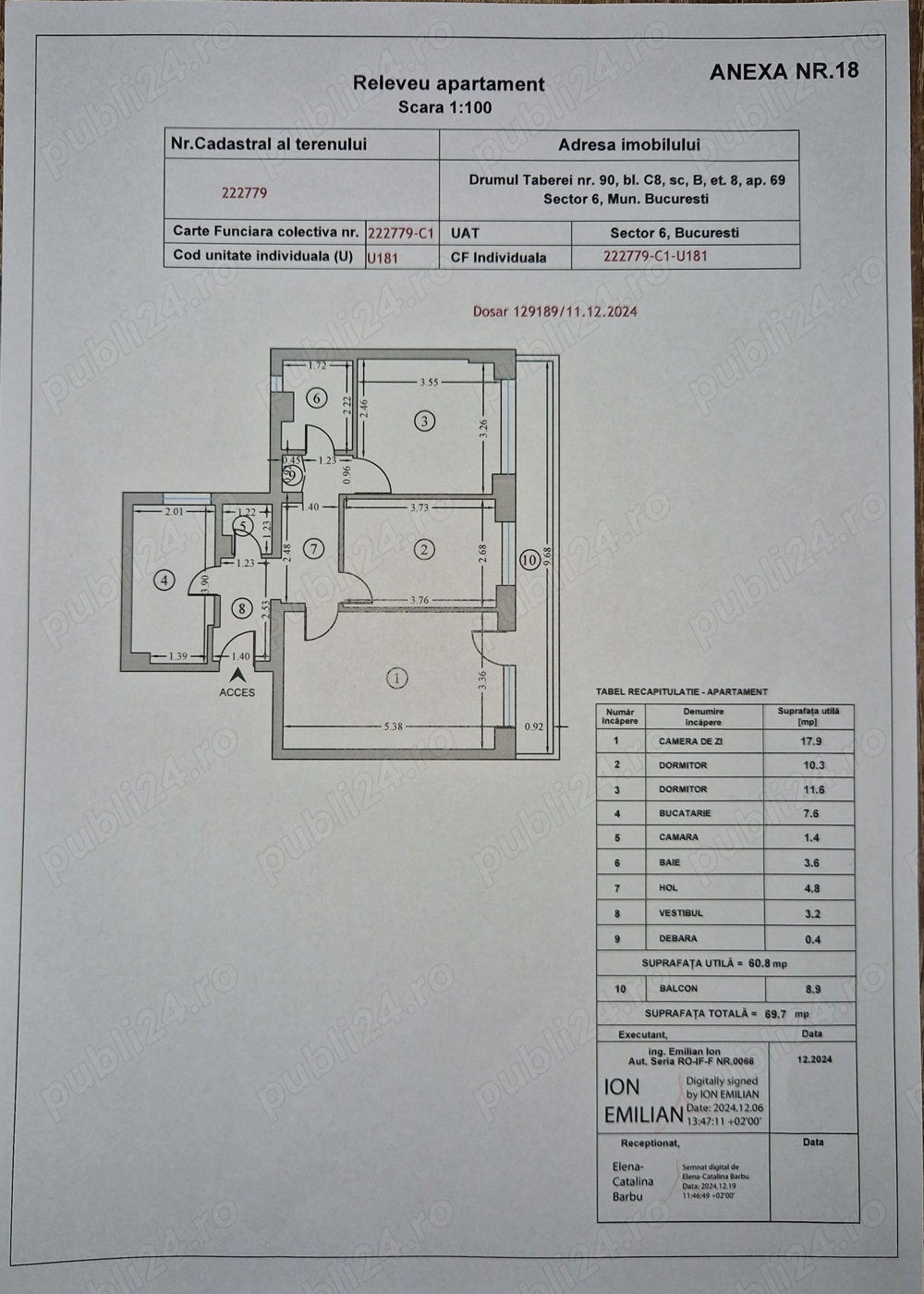 Vând apartament cu trei camere, decomandat, zona Drumul Taberei, stradal. 