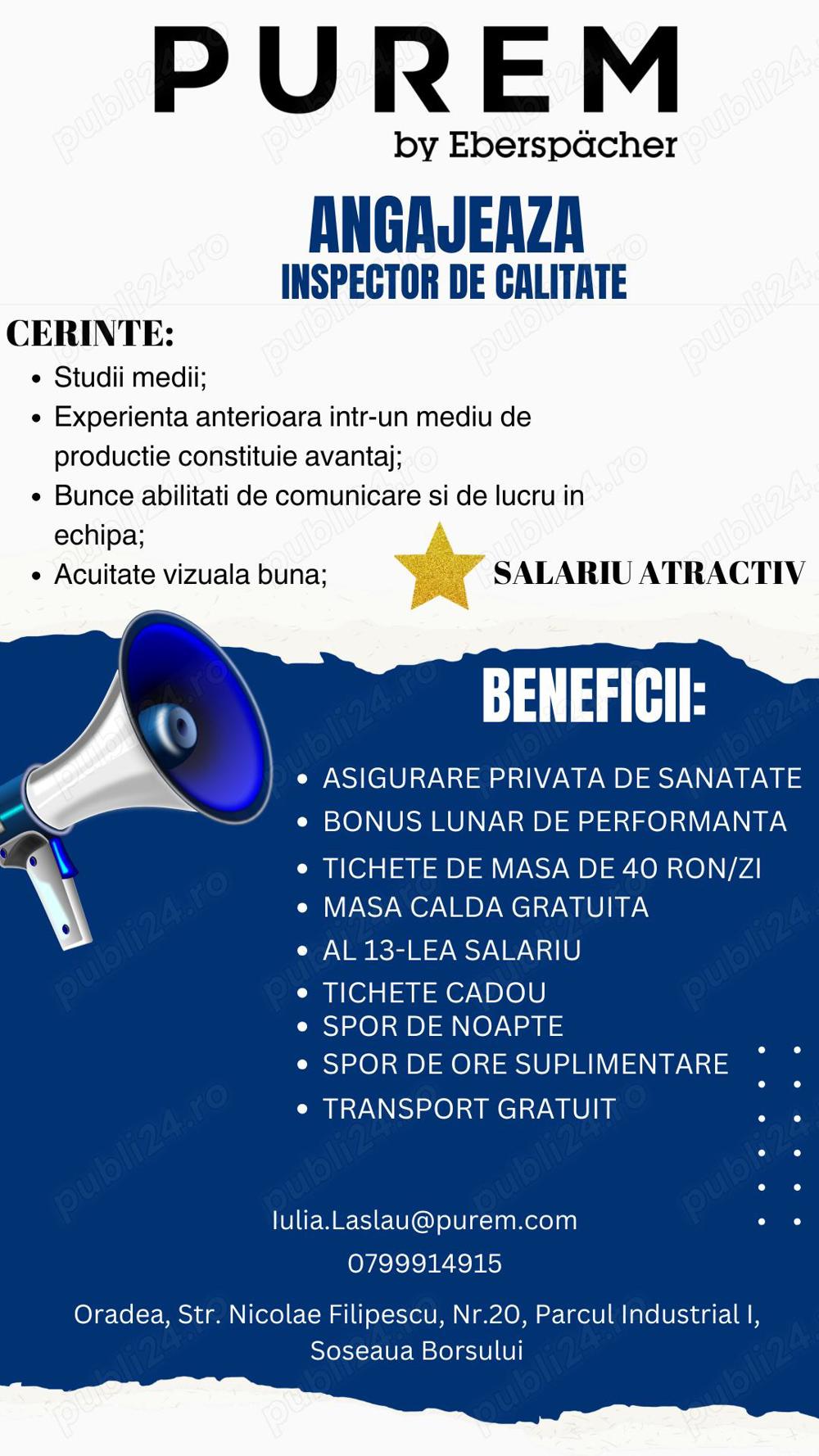 Purem by Eberspaecher angajeaza Inspector de calitate