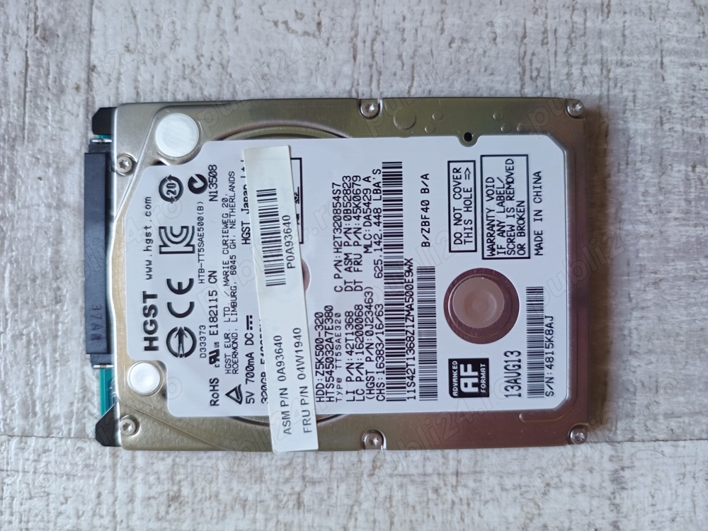 Hard disk laptop Hitachi 320 GB SATA. 100% sănătate în Sentinel. Impecabil!