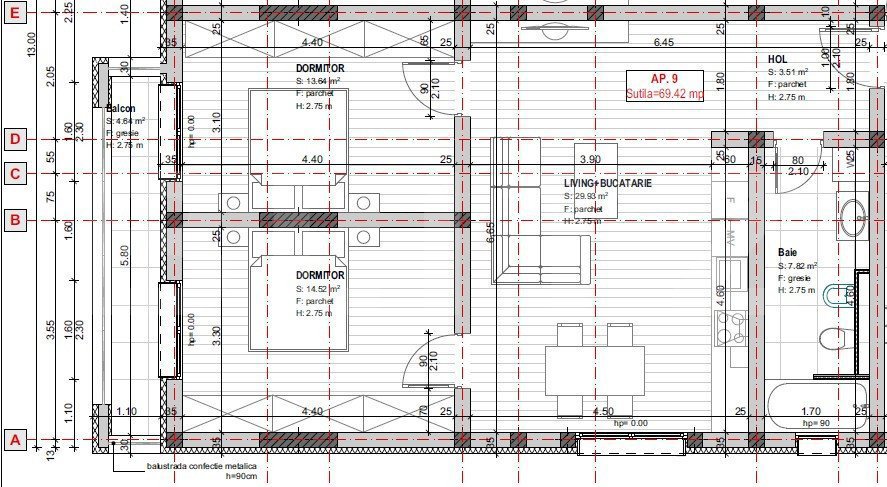 Apartament 3 camere, 69 mp – Etaj 2, loc de parcare inclus– Braytim