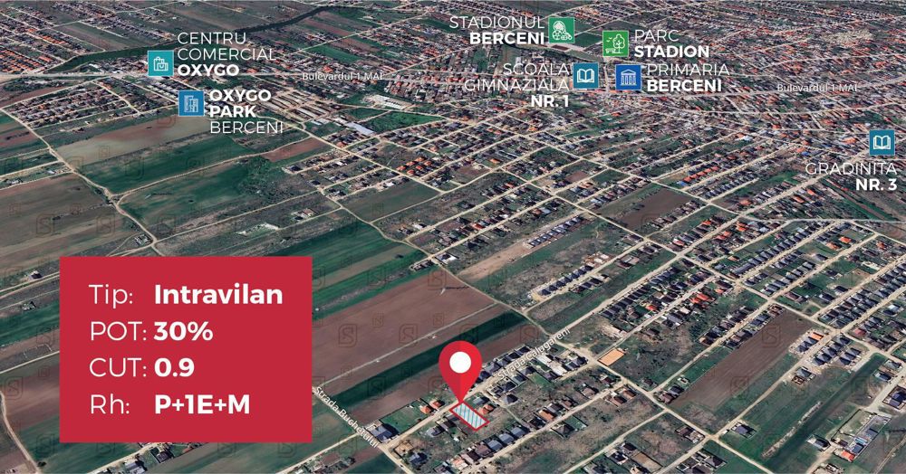 Teren de vanzare, Strada Calugareni, Comuna Berceni, 702 mp, ideal investitie