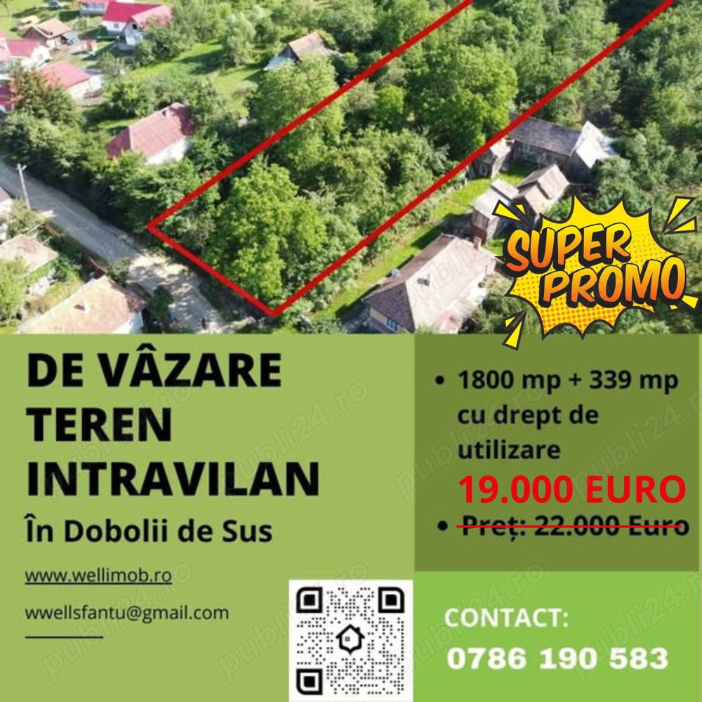 De vânzare teren intravilan în Dobolii de Sus