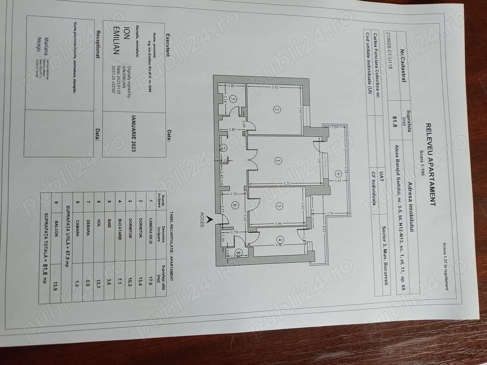 Vand apartament 3 camere decomandat cu suprafata de 81,8mp, foarte frumos,Titan,la 2 min de Lidl