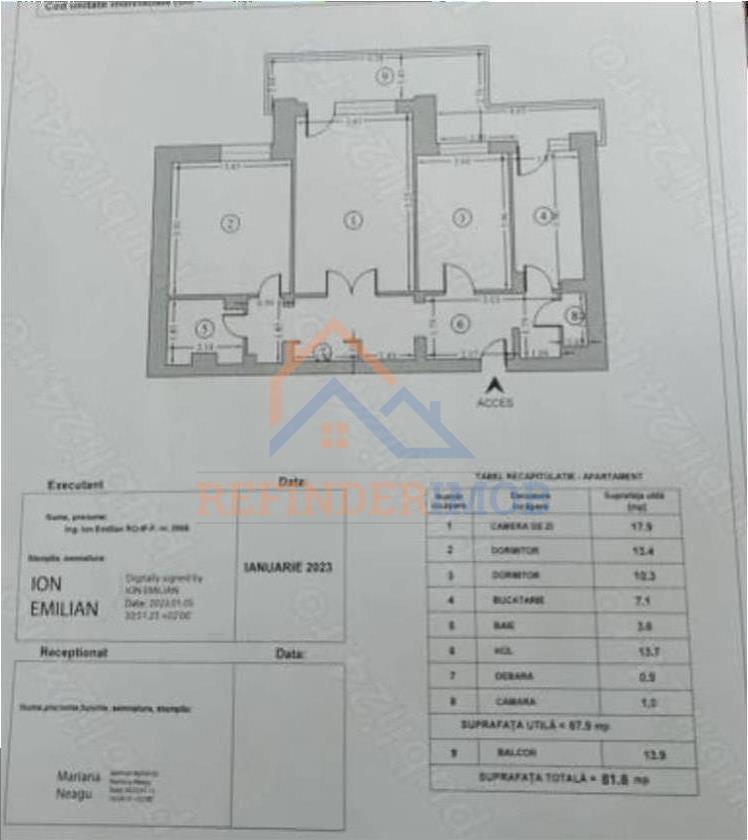 Apartament 3 camere de vanzare Titan - Potcoava