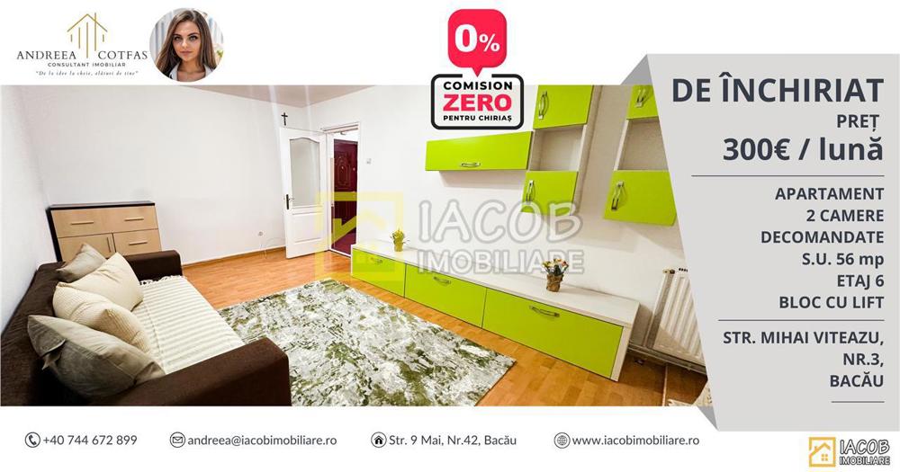 De inchiriat: Apartament 2 camere – Mihai Viteazu, nr 3