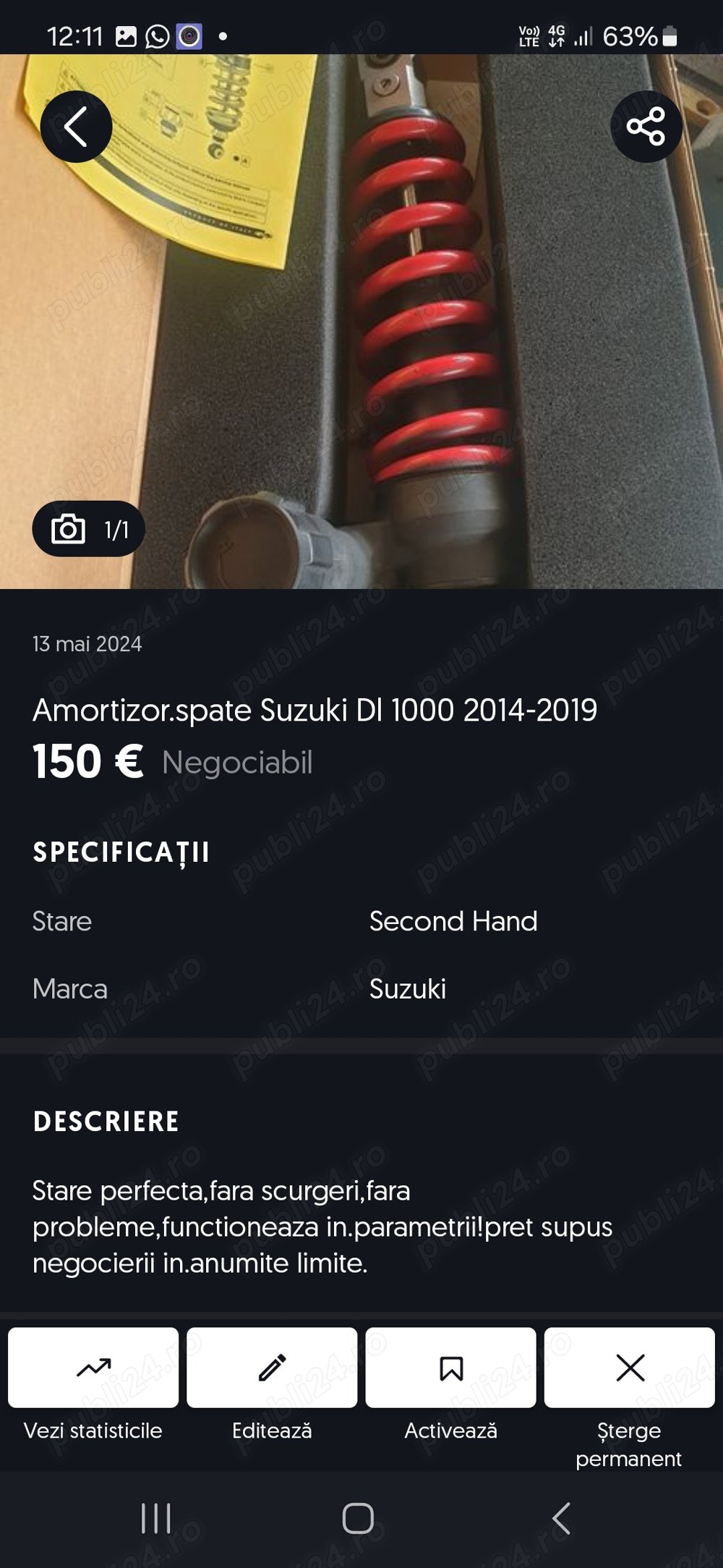 Amortizor(suspensie)originala spate  Suzuki Vstrom DL 1 