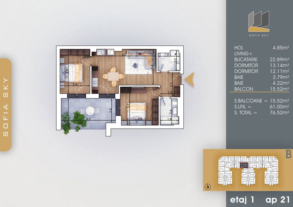 3 Camere Accesibil 76 Mp Titan-Theodor Pallady,7 min Metrou N.Teclu