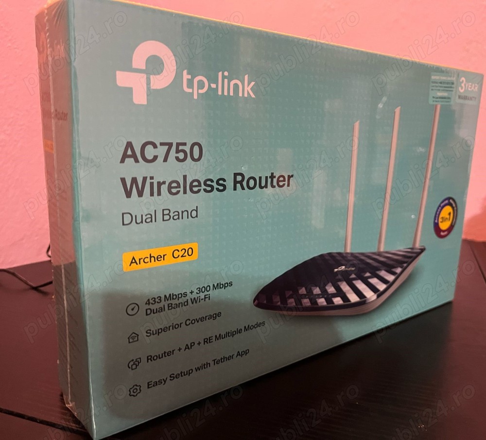 Router wireless AC750 TP-Link Archer C20, Dual Band