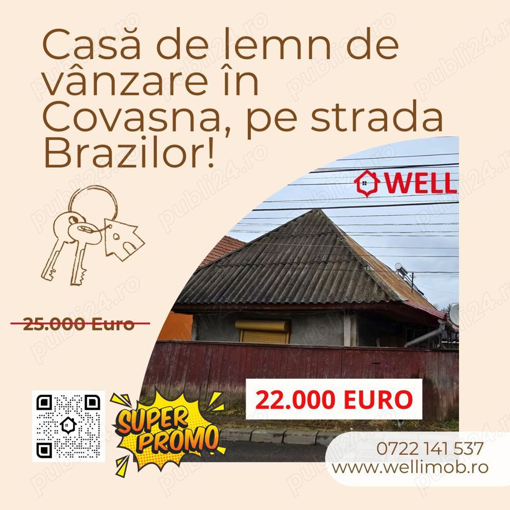 Casă de lemn de vânzare în Covasna, pe strada Brazilor!