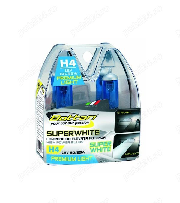 Set 2 becuri de mare intensitate Super White H4