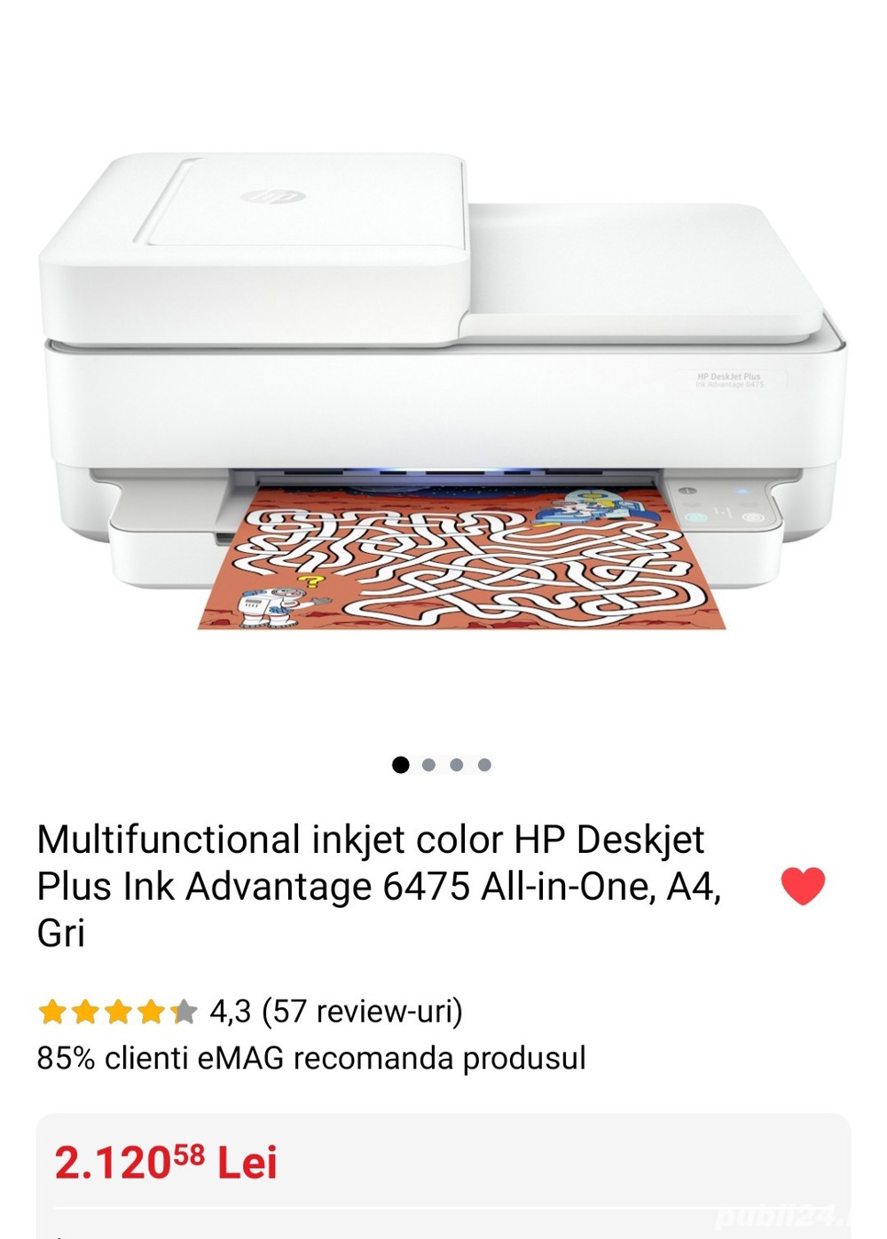 Vând Multifuncțional Inkjet color, HP Deskjet Plus.