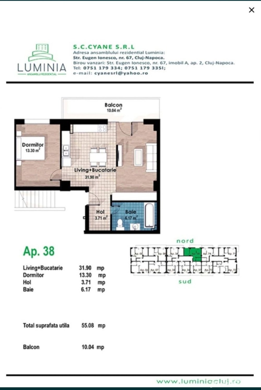 Apartament cu doua camere Ansamblul Rezidențial Luminia. Cartierul Europa 