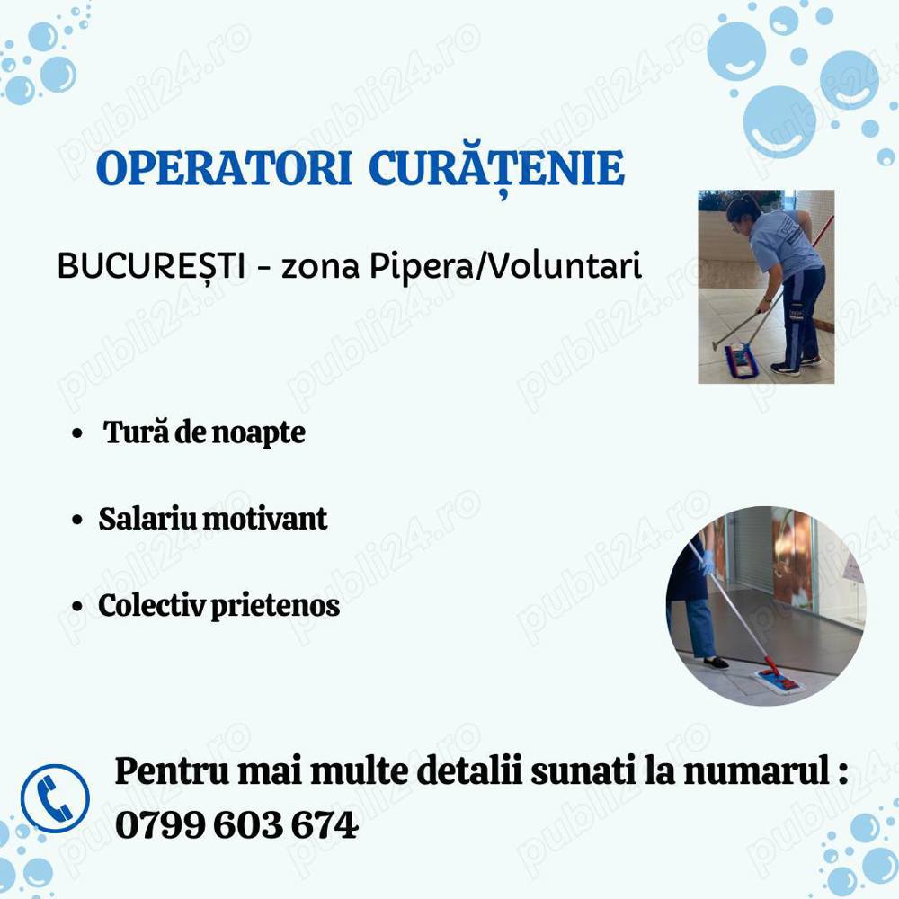 Operatori Curatenie Bucuresti - centru comercial-tură de noapte