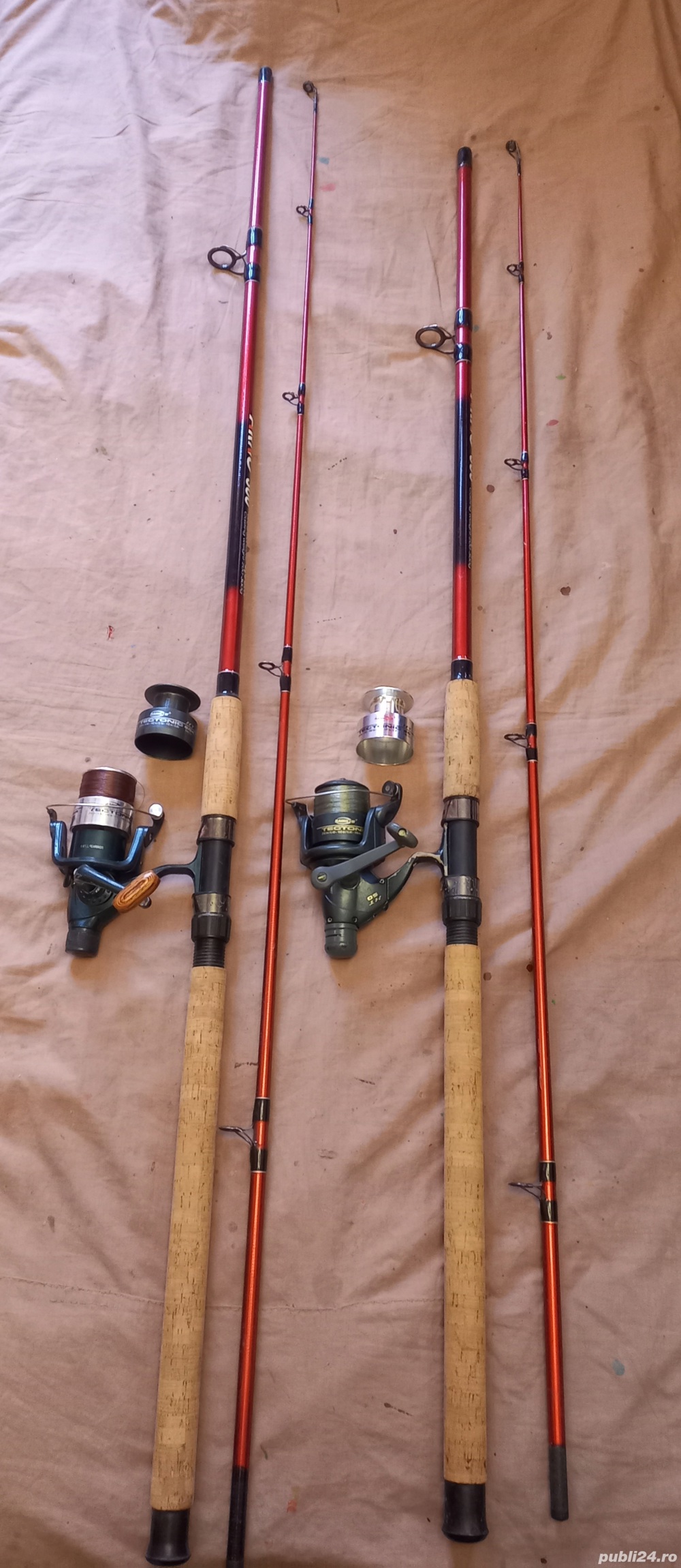 Lanseta carbon Germania Arno 2,7m si 3m, actiune 300g cu mulinete 5000, 6 rulmenti 