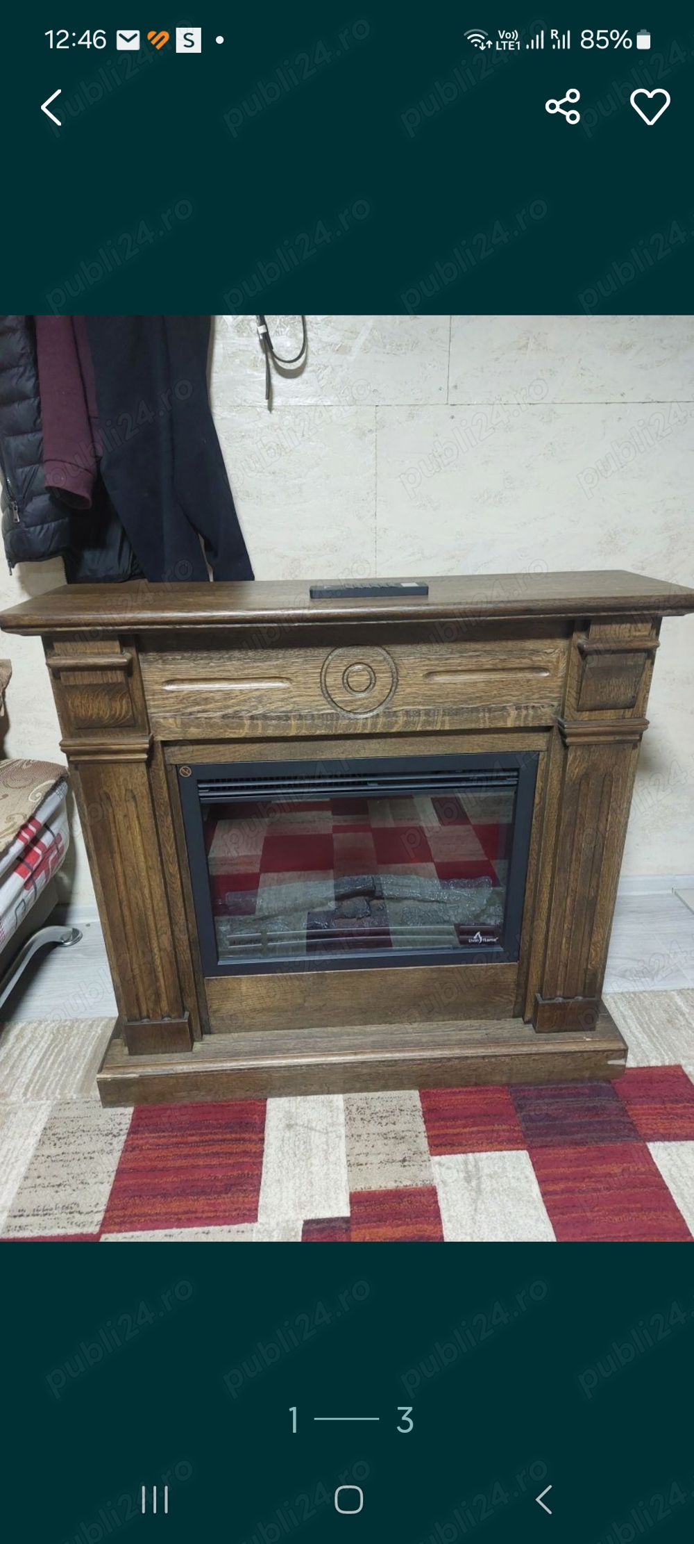 Șemineu electric cu ventilator 