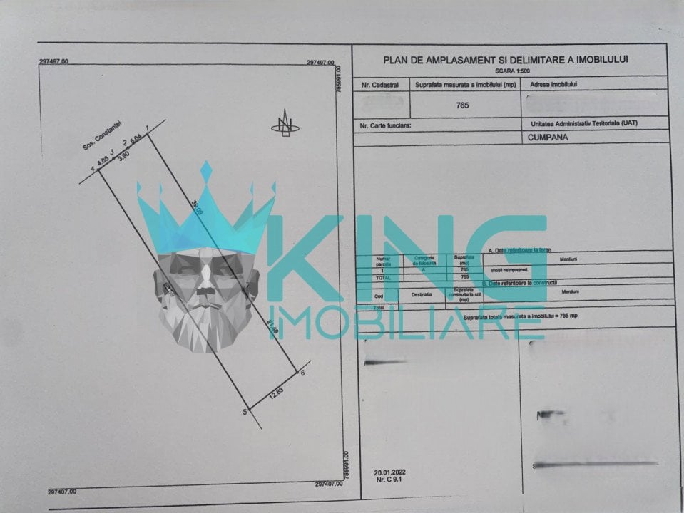 Teren intravilan 765 metri cu deschidere de 13ml in Cumpana Constanta