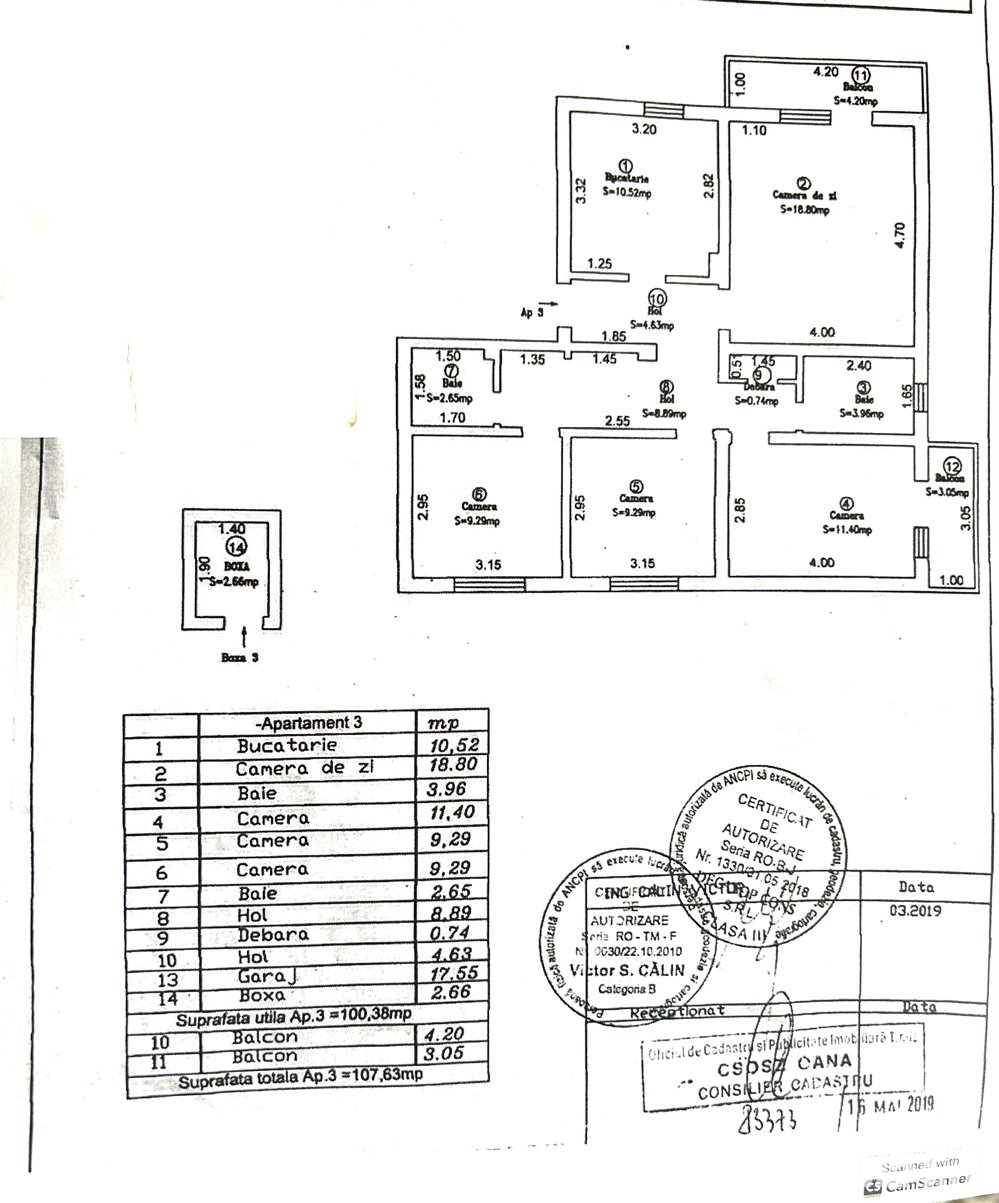 Ap 4 camere +boxa Complex Studentesc