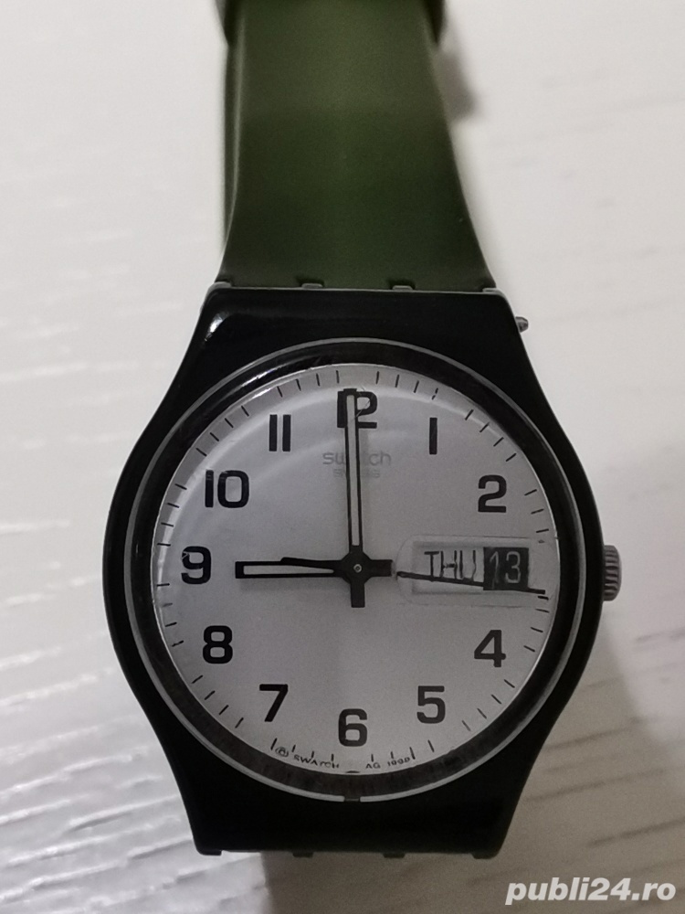 Ceas SWATCH AG 1999 Unisex Watch Day Date White Black