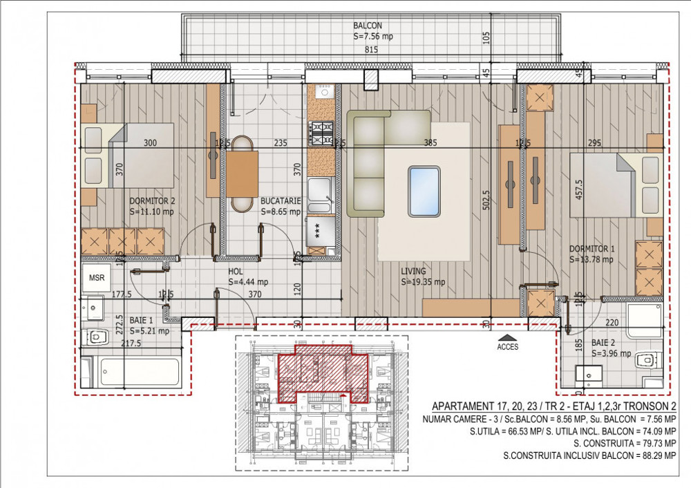 3 cam decomandat | Centrala termica proprie | Metrou Teclu  3 cam decomandat | Centrala termica proprie | Metrou Teclu