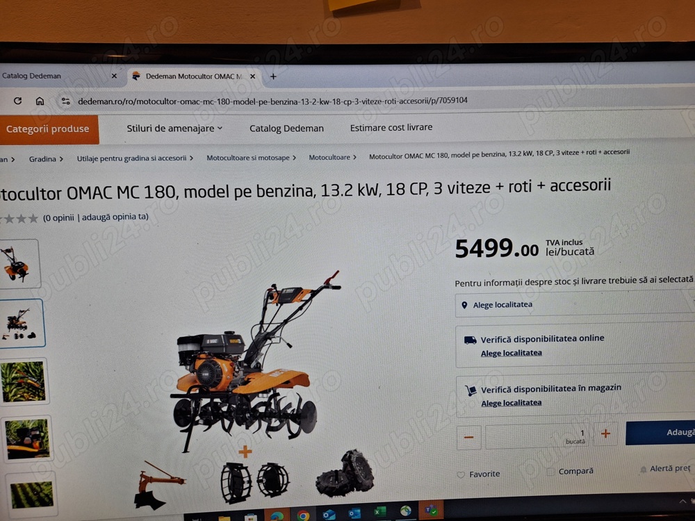 Motocultor OMAC MC 180+ Remorca RM 500 + Accesorii in plus fate de cele incluse 