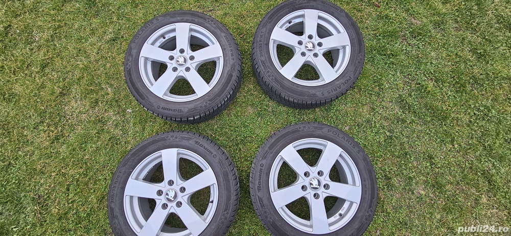 Set jante aliaj plus anvelope iarnă Barum Polaris 5, 205/55/R16, Skoda