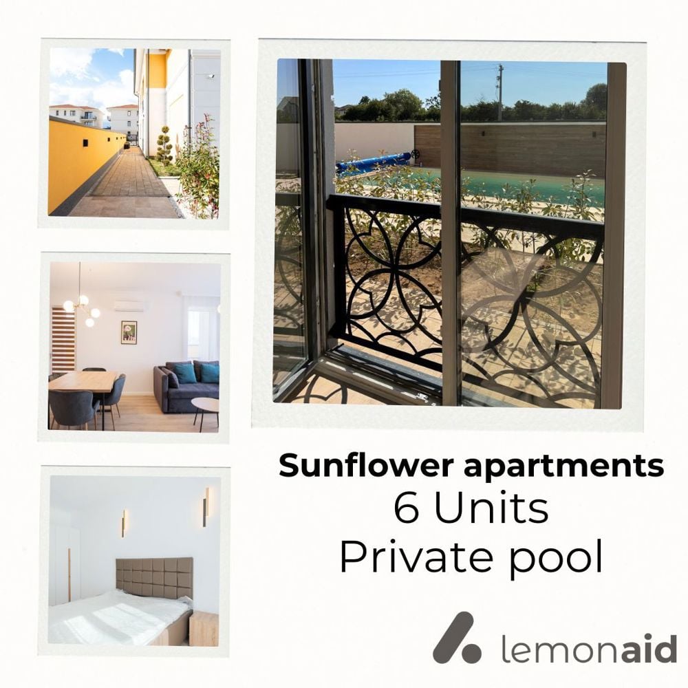 Sunflower apartments - unități cu 2 camere | Piscină | Prima închiriere