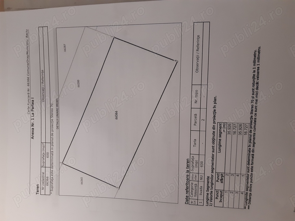 vind teren extravila sat radaia comuna baciu