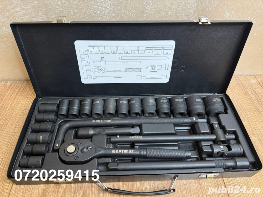 Trusa profesionala de Scule Tubulare de Forta 24 Piese 1/2 CH/VANADIUM