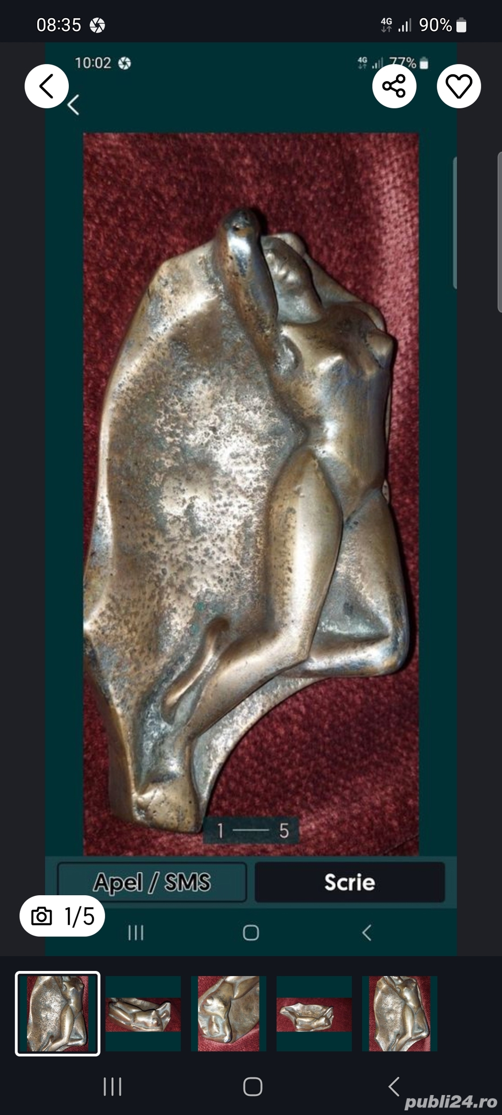 sculptura scrumiera din bronz masiv de colectie