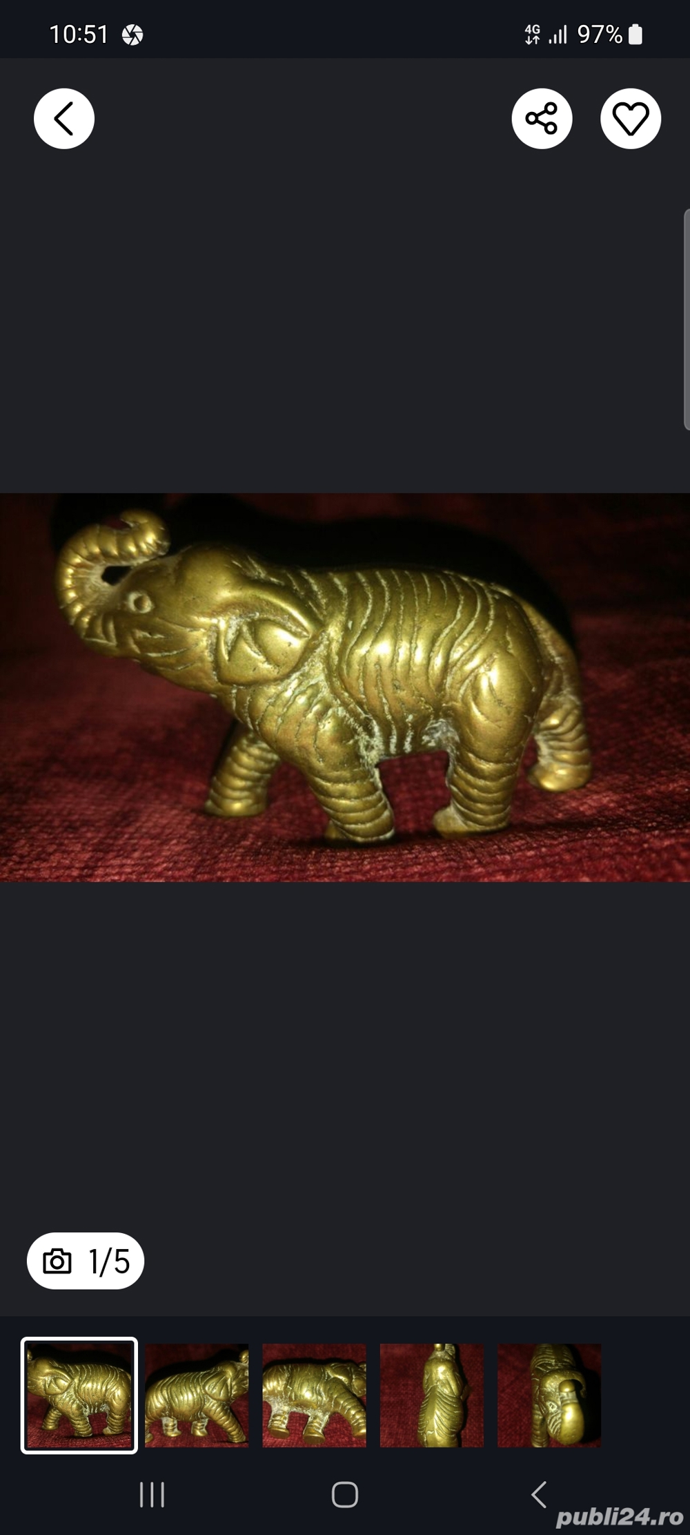 sculptura elefant din bronz masiv