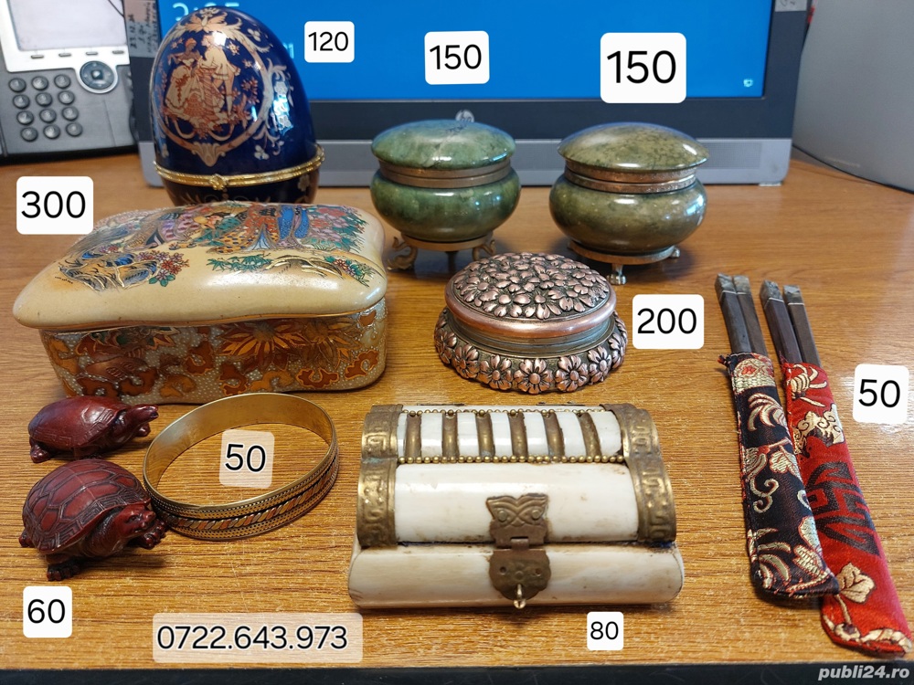 Cutii de bijuterii din jad, ceramica, cupru si os