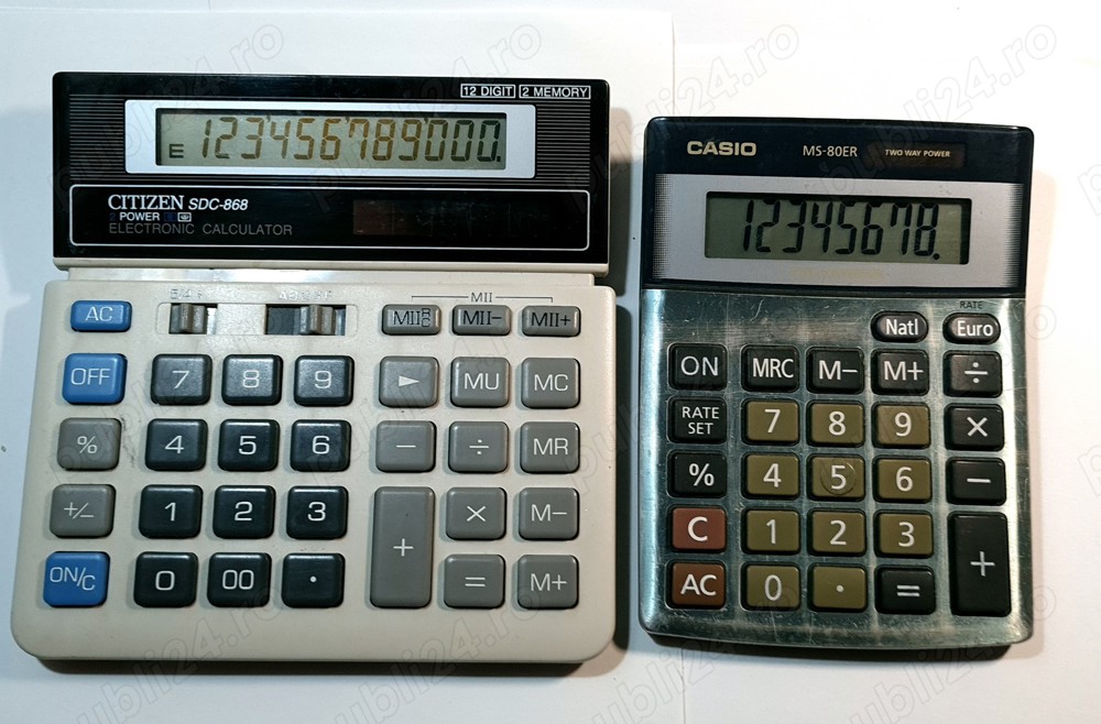 2 calculatoare vechi de birou, Citizen si Casio