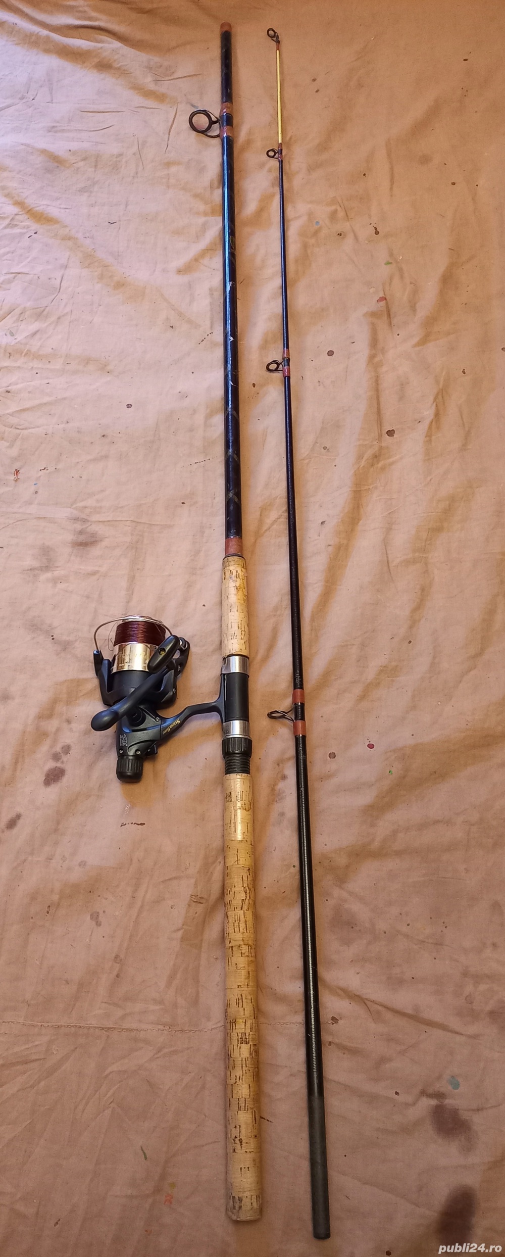 Lanseta carbon 3m, actiune 300g, mulineta Okuma 3 rulmenti 