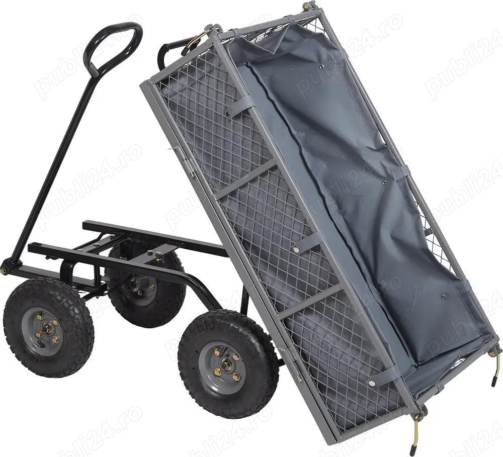 Vand Carucior metalic basculabil 112x50x55 cm roti pneumatice max 200 kg NOU 449 Lei