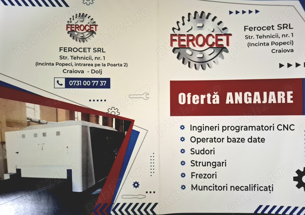 Angajare strungari, frezori CNC, debitator cu fara experienta respectiv sudor