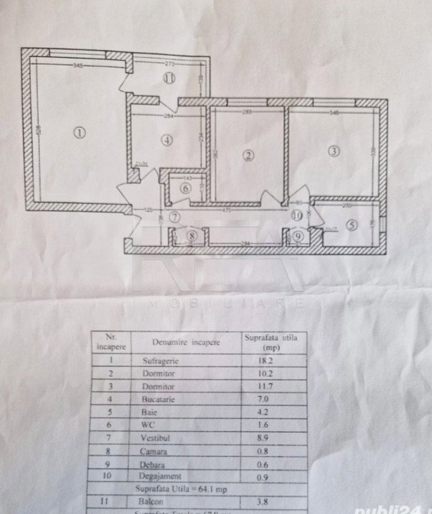 Apartament 3 camere, decomandat- Str Liniei, Gorjului