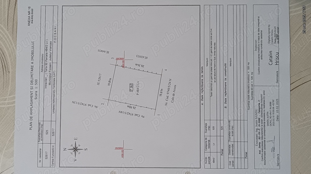  Teren intravilan  Focsani vest, fosta livada, str. Vlad Tepes, Vand 1 parcela 525 m2 - 55 euro m2