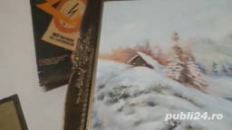 Tablou peisaj de iarna cu rama foarte buna