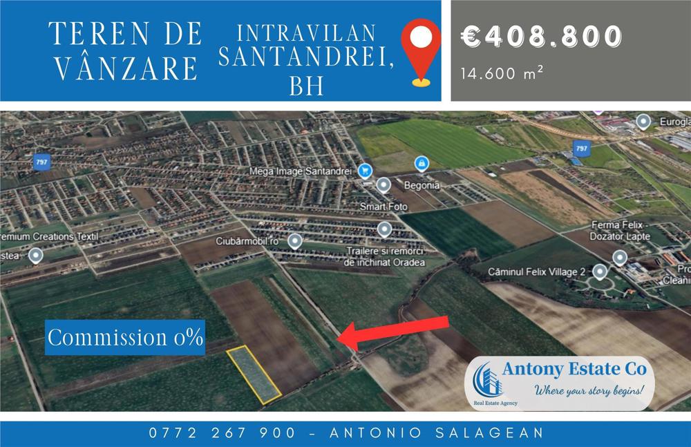 Teren intravilan de vanzare, in Santandrei.