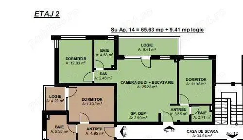 Vand apartament 3 camere Floresti