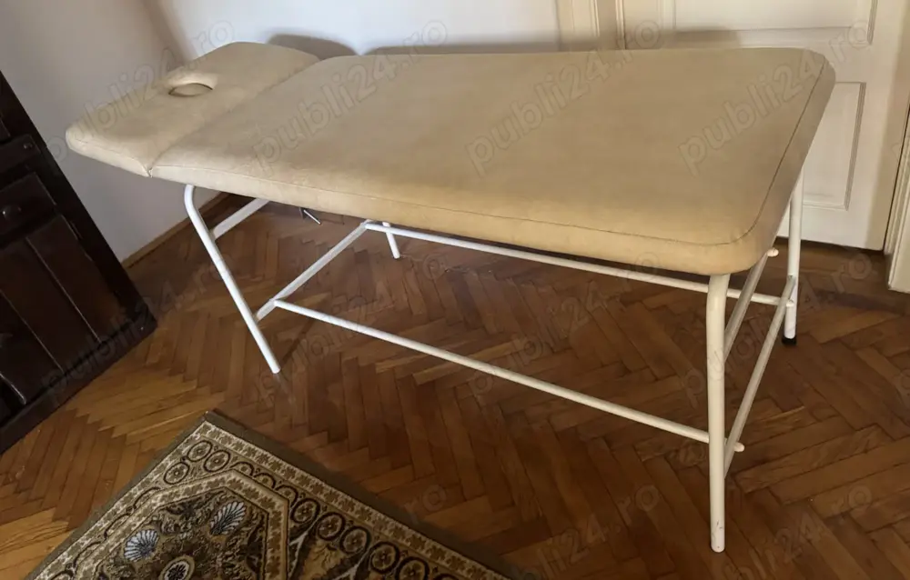 Masa masaj fixa, cu piele ecologica cu picioare metalice