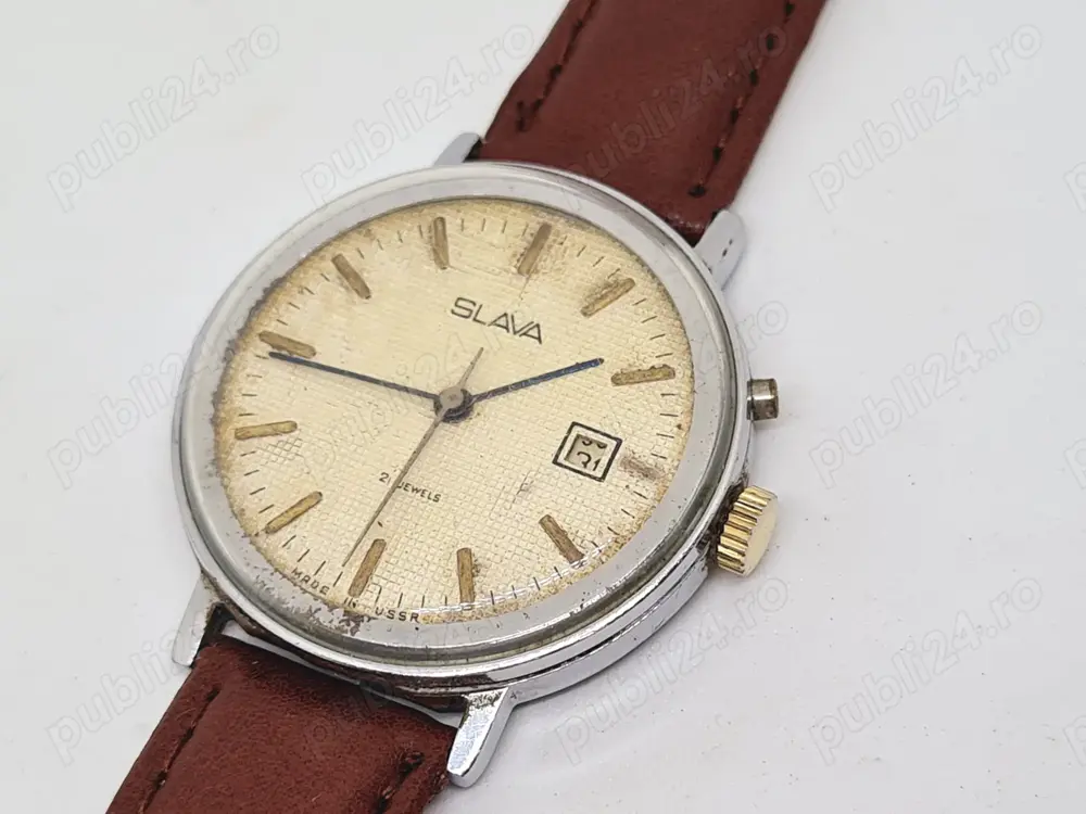 ceas SLAVA cal. 2414, 21 rubine, anii 70, stare bună, funcțional